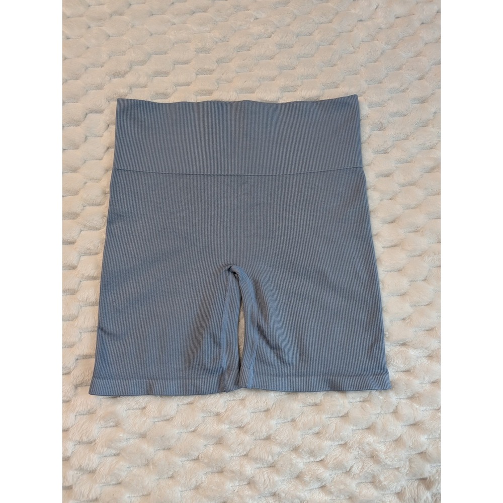 TNA Ribbed Bike Shorts High Waist Seamless Athleisure Blue Shorts L‎